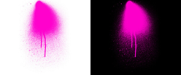 Neon pink spray paint drip on white and black background, vibrant magenta graffiti splatter texture, street art design element © Graphic PNG