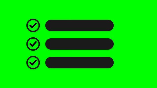Green Screen Checklist To-Do List Animation - Black Bullet Points Document Task Motion Graphic