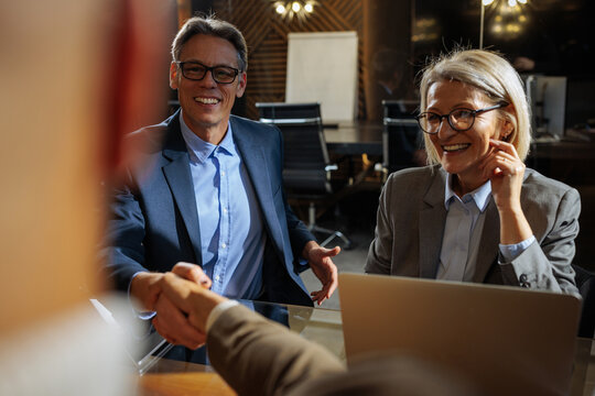 Business partners shaking hands making an agreement