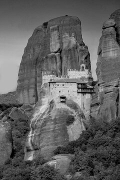 Holy Monastery Agios Nikolaos Anapafsas in the rock  at Meteora