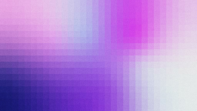 Textured abstract background featuring vertical grid stripes, smooth purple gradient transitioning from pale lavender, bright magenta purple to deep indigo violet, full grainy film noise overlay. 