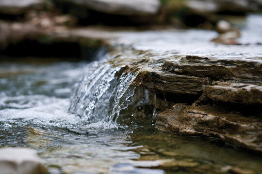 This image illustrates the tranquility of gentle waters flowing over limestone, inviting viewers to appreciate the delicate balance within the natural habitat.