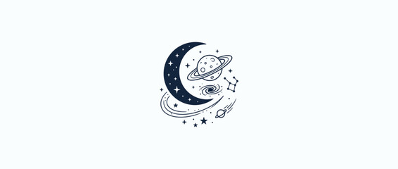 Cosmic Celestial Moon and Planet Illustration © jono