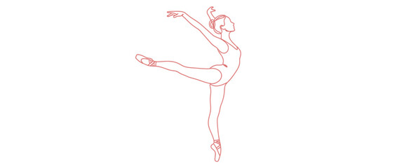 Elegant dancer line art, ballet pose, graceful movement. © jono