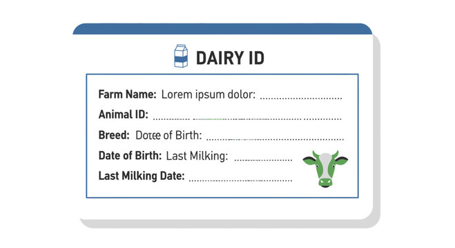 Dairy Farm Animal Identification Card Template