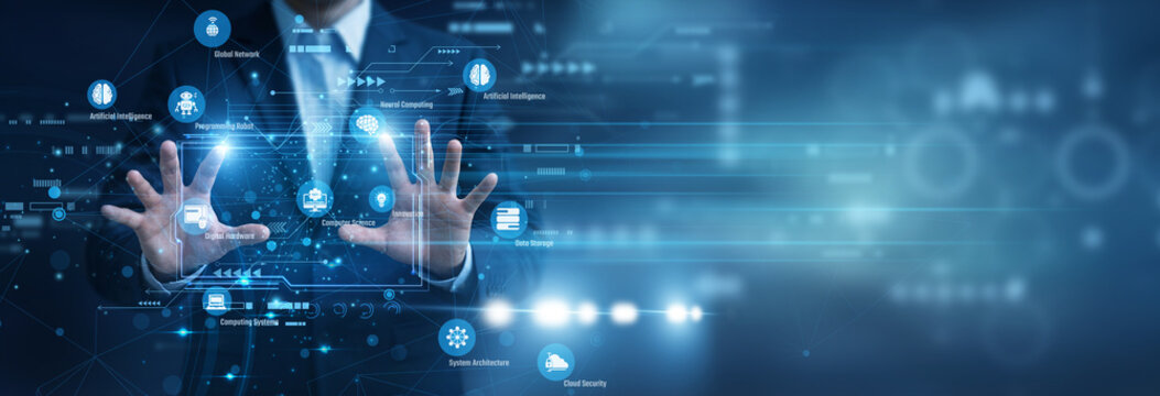 Academic researcher solving logic algorithms. Using Hands to execute Computer Science simulations on an advanced Virtual Screen. Pushing the boundaries of modern technological computation.