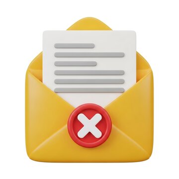 Envelope icon showing a paper document with a red cross symbol for rejected email delivery