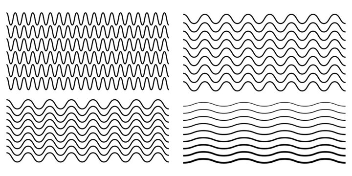 Waves line set. Wave ornament pattern. Set of wavy zigzag lines. Wave thin line background. Vector zigzag and wavy horizontal underline. Vector