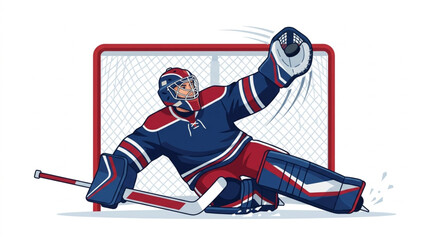 Obraz premium Dynamic Ice Hockey Goaltender Glove Save Vector Illustration