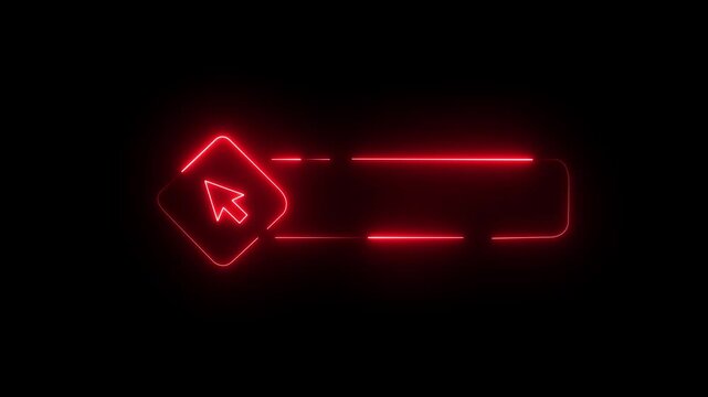 Neon red glowing cursor button animation with pulsing light effect for ui and digital marketing pointer