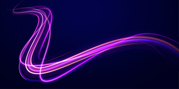 Abstract glowing spirals spin with vivid colors. Light creates energy. Technology vector background.
