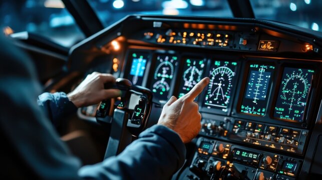 Advanced cockpit simulator showcasing a bright navigation interface designed for pilot training and aviation enthusiasts