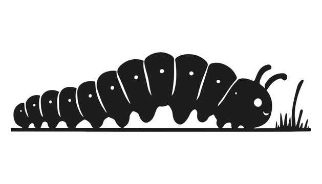 A cute caterpillar vector icon in a minimalist flat design style