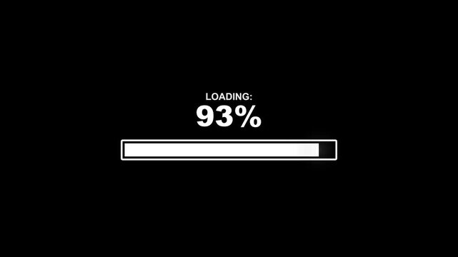 Retro Loading Progress Bar with Percentage Counter on Black Background