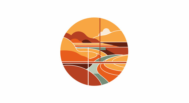 Orange landscape divided into sections.