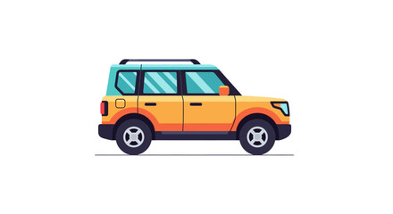 Obraz premium Orange SUV Vehicle Side View Profile.