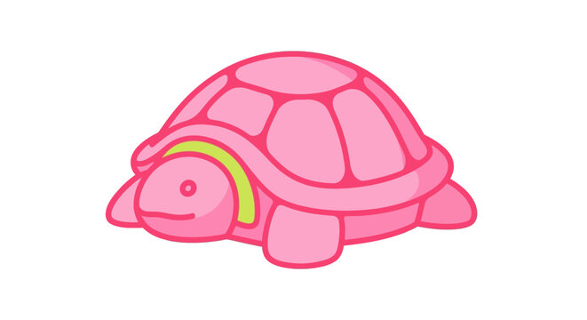 Pink cartoon turtle with smile.