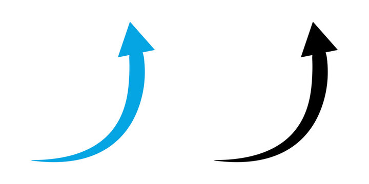 Upward Curved Arrow Icon Set Representing Growth and Increasing Trend PNG Isolated on Transparent Background