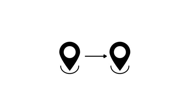 Location Pin. The red pin moves up and down. to pinpoint a location on the map.