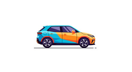 Fototapeta premium Multicolor SUV Automobile Vehicle Side View.