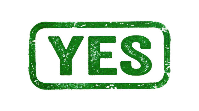 Green yes rubber stamp text icon isolated on transparent background