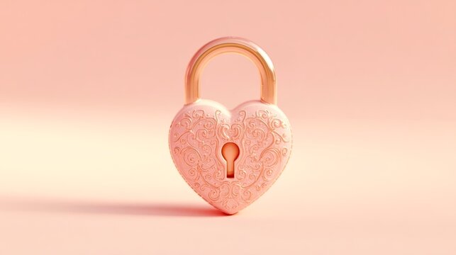 Pink heart-shaped lock with intricate patterns