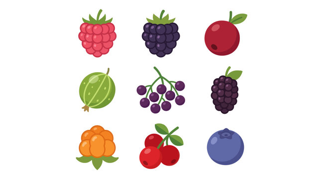 Assortment of berries in flat design