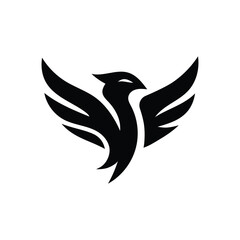 Fototapeta premium Abstract Phoenix Bird Logo Icon – Minimal Flying Eagle Wings Emblem Vector