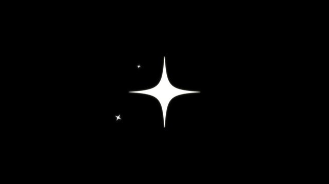 Elegant twinkle star glitter sparkle animation with white glowing fairy stars, perfect for holiday banners, luxury invitations decorative designs. Magical glitter explosion on black screen in 4K.