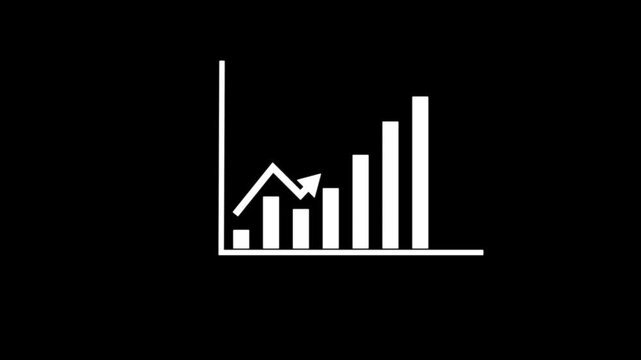 Motion animated footage. Statistics bars columns growth, arrow up. Finance, Bar graph going up, Profit concept, positive increase chart. Motion graphics of business graph concept