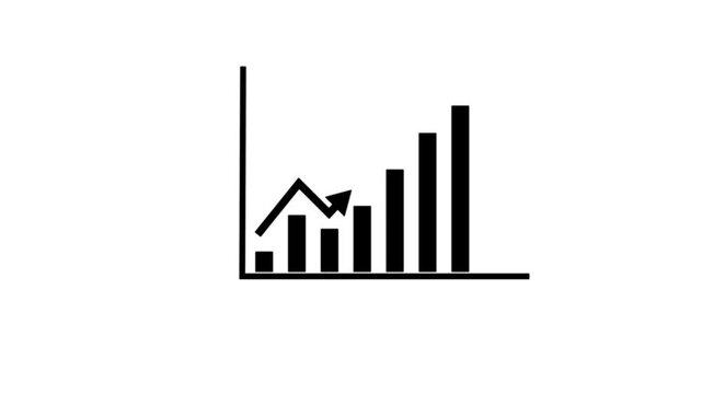 Motion animated footage. Statistics bars columns growth, arrow up. Finance, Bar graph going up, Profit concept, positive increase chart. Motion graphics of business graph concept