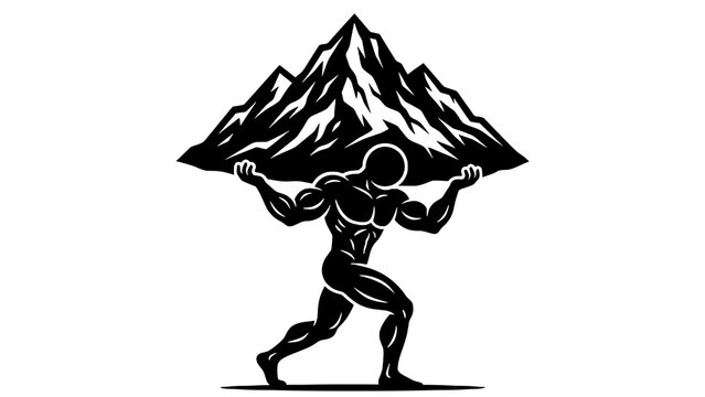Muscular silhouette of a powerful man breaking metal chains, symbolizing strength, freedom, and liberation from bondage