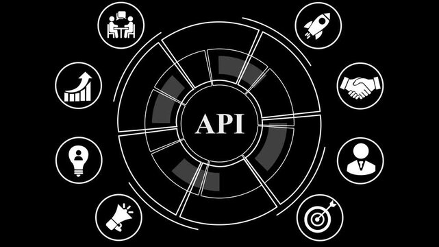API Data Transfer: Seamless Integration Between Servers via Application Programming Interface,4k digital animation video.