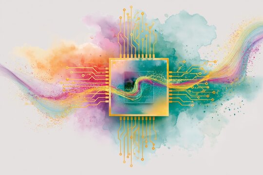 Colorful Music Wave and Digital Interface