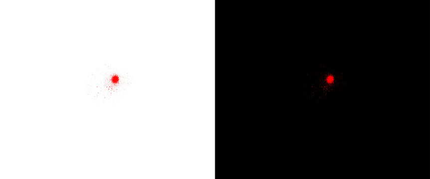 Red laser dot pointer on white and black background, glowing red laser light beam target, minimalist presentation pointer graphic