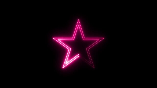 Abstract blue neon light star shape animation on dark black background loopable 4K video animation.