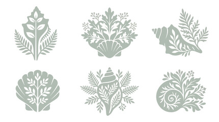 Floral shell ornaments nature elements © Grace
