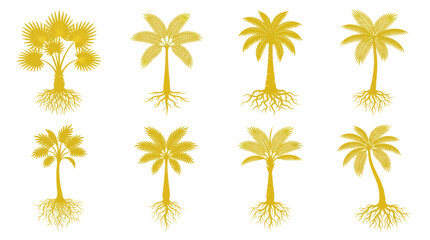 Golden palm trees with root system collection © hartanto