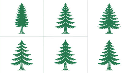 Obraz premium Green evergreen tree icons set