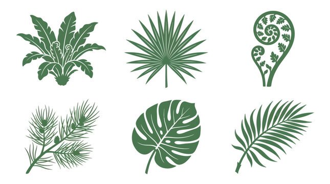 Green leaf silhouettes collection