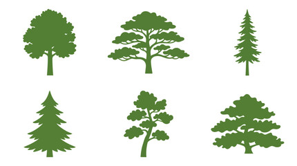 Green tree silhouettes collection © Kalimasada