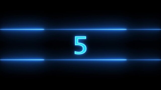 Glowing neon countdown digital clock animation, 10 to 0 second countdown digital clock timer icon .numbers from 0 to 10 countdown . Neon bright glowing countdown timer from 10 to 0.4k video.