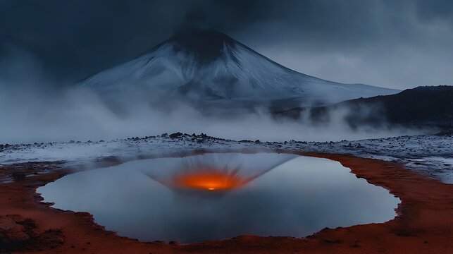 Volcanic lake reflection