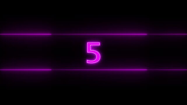 Glowing neon countdown digital clock animation, 10 to 0 second countdown digital clock timer icon .numbers from 0 to 10 countdown . Neon bright glowing countdown timer from 10 to 0.4k video.