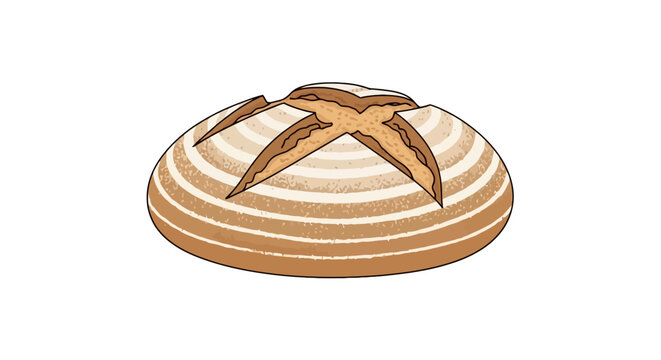 Freshly Baked Round Sourdough Bread Loaf with Cross Scoring