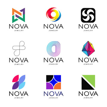 Collection of modern abstract jewelry logo designs for brand identity and corporate business branding.