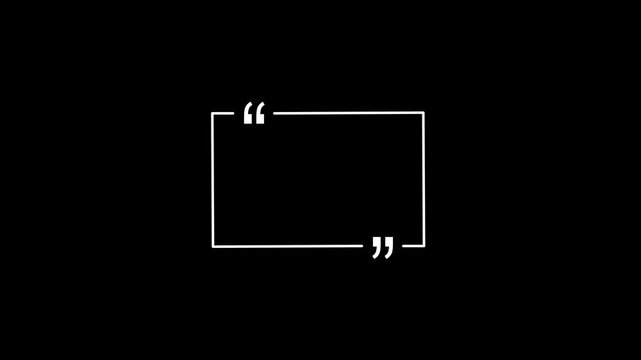 White outline square quotation mark frame quote speech bubble. Empty square quote frame with quotation marks.