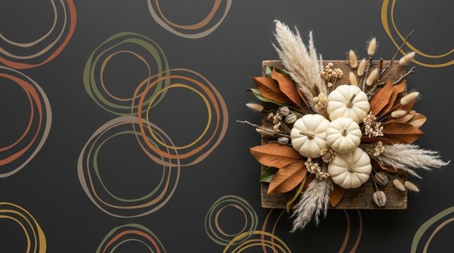 Elegant thanksgiving centerpiece with white pumpkins dried florals and autumnal decor