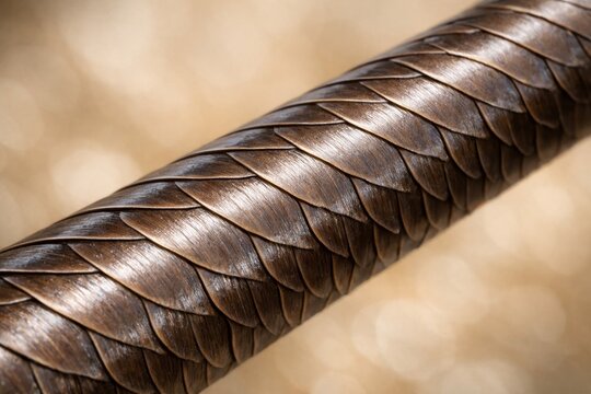 Closeup of glossy braided hair texture showcasing healthy smooth strands and professional haircare concept