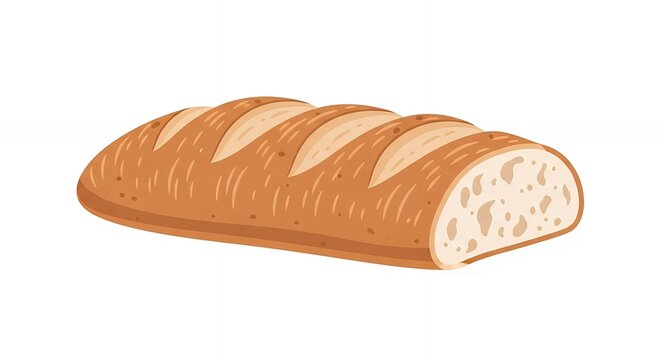 Delicious Crusty Loaf of Freshly Baked Sliced Bread for Bakery Menu Design and Food Graphics Concept